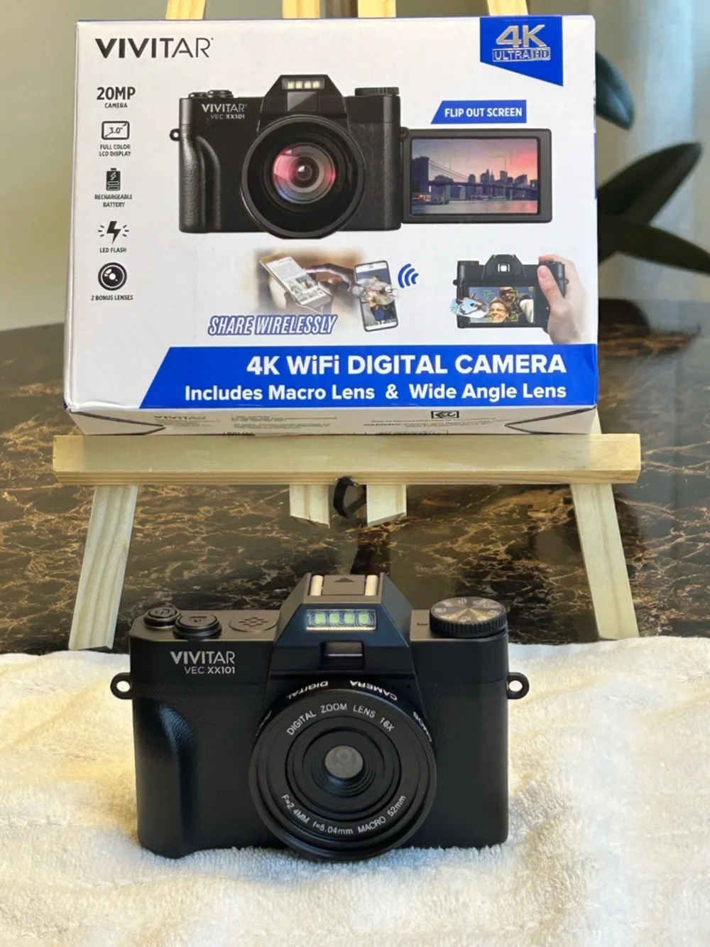 Vivitar 4K WiFi Digital Camera 📸✨ | 20MP | Includes Macro + Wide Angle Lens